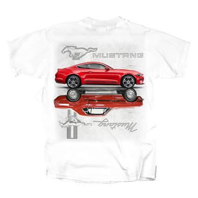 Mirrored Mustangs T-Shirt White LARGE - Click Image to Close
