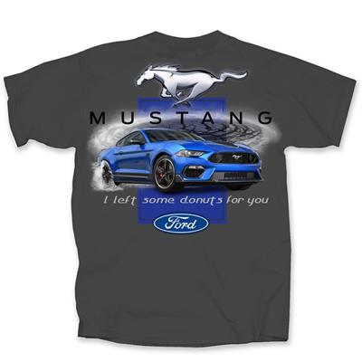 Ford Mustang Donuts T-Shirt Grey LARGE - Click Image to Close