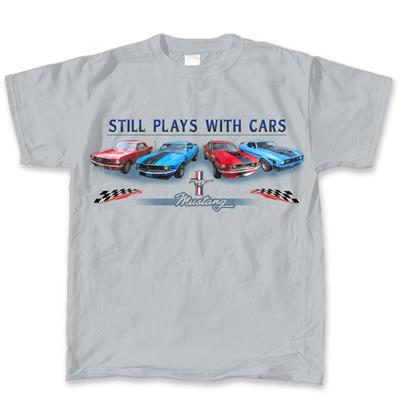 Ford Mustang - Still Plays With Cars T-Shirt Grey LARGE - Click Image to Close
