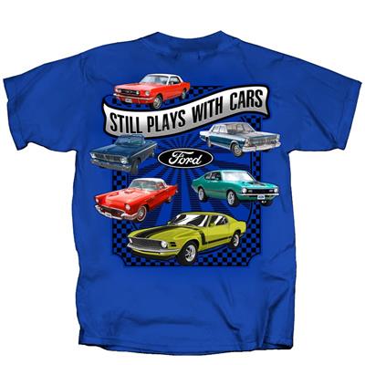 Ford Still Plays With Cars T-Shirt Blue LARGE - Click Image to Close