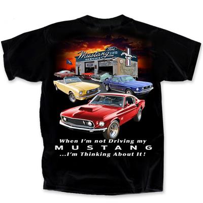 Ford Mustang Thinking About It T-Shirt Black MEDIUM - Click Image to Close