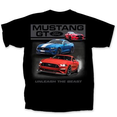 Ford Mustang GT Unleash The Beast T-Shirt Black LARGE - Click Image to Close