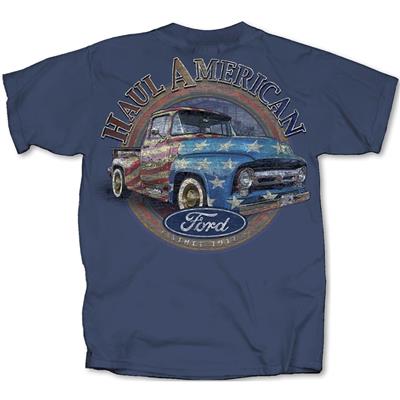 Haul American - Ford Truck T-Shirt Blue X-LARGE DISCONTINUED - Click Image to Close