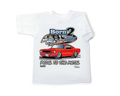 Born To Cruz Mustang T-Shirt White YOUTH LARGE 14-16 - Click Image to Close