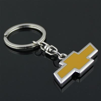 Chevrolet Gold Bowtie Metal Keyring - Click Image to Close