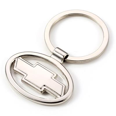Chevrolet Silver Bowtie Cutout Metal Keyring - Click Image to Close