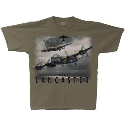Avro Lancaster Flight T-Shirt Military Green SMALL - Click Image to Close