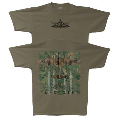 Avro Lancaster Top View T-Shirt Military Green MEDIUM - Click Image to Close