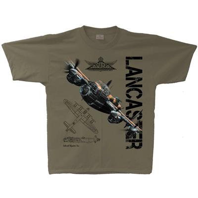 Avro Lancaster Vintage T-Shirt Military Green LARGE - Click Image to Close