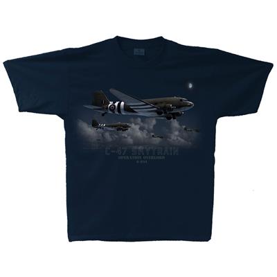 C-47 Skytrain Operation Overlord T-Shirt Navy Blue SMALL - Click Image to Close