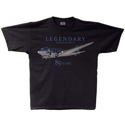 Legendary Douglas DC-3 Anniversary T-Shirt Black MEDIUM - Click Image to Close