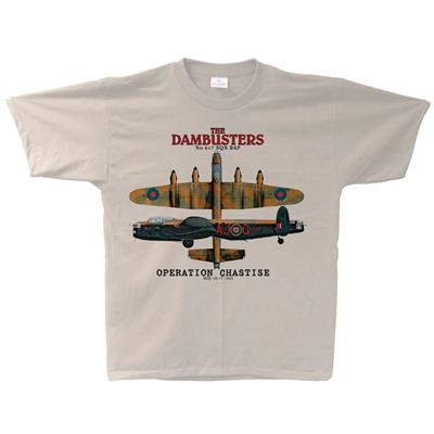 Dambusters Lancaster Operation Chastise T-Shirt Sand 2X-LARGE - Click Image to Close