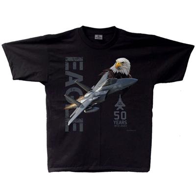 F-15 Eagle 50th Anniversary T-Shirt Black LARGE - Click Image to Close