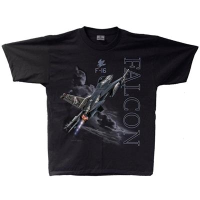 F-16 Falcon T-Shirt Black YOUTH SMALL 6-8 - Click Image to Close