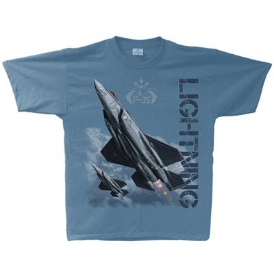 F-35 Lightning T-Shirt Blue MEDIUM - Click Image to Close