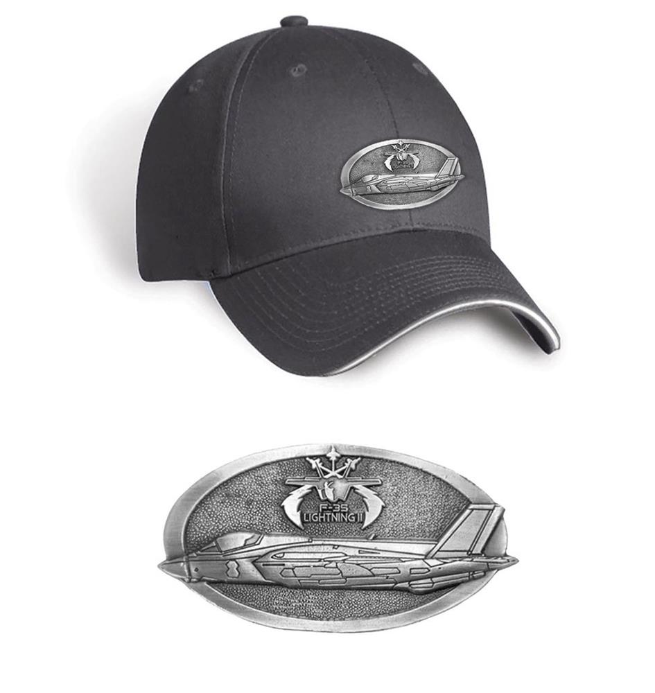 F-35 Lightning II Pewter Badge Cap Grey - Click Image to Close