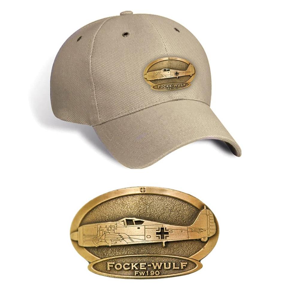 Focke-Wulf FW-190 Brass Badge Cap Tan - Click Image to Close