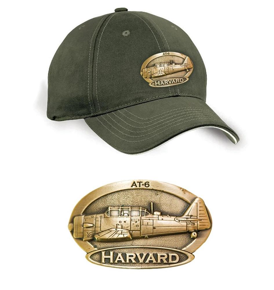 Harvard Brass Badge Cap Khaki Green - Click Image to Close