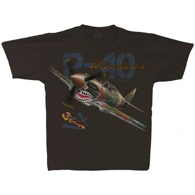P-40 Warhawk T-Shirt Brown SMALL - Click Image to Close