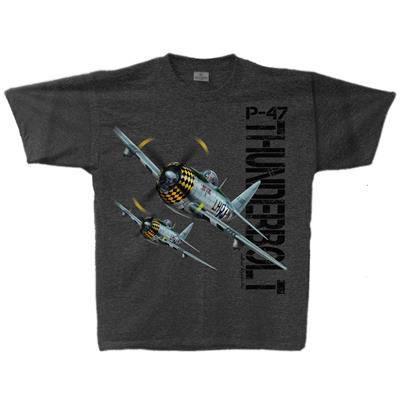 P-47 Thunderbolt T-Shirt Charcoal Grey LARGE - Click Image to Close