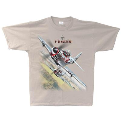 P-51 Mustang Flight T-Shirt Sand/Beige LARGE - Click Image to Close