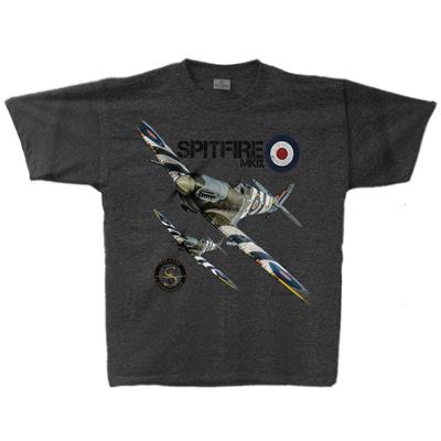 Spitfire Mk IX T-Shirt Charcoal YOUTH LARGE - Click Image to Close