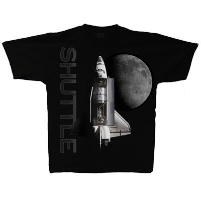 Space Shuttle Moon T-Shirt Black 3X-LARGE - Click Image to Close