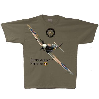 Spitfire Mk IX Flight T-Shirt Military Green 2X-LARGE - Click Image to Close