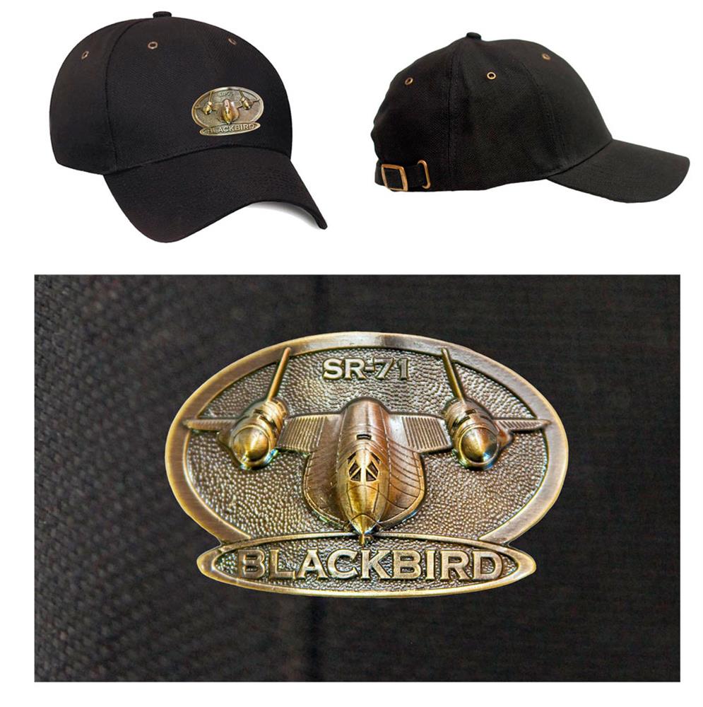SR-71 Blackbird Brass Badge Cap Black - Click Image to Close