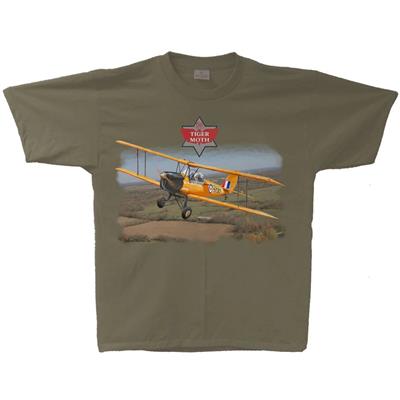 Tiger Moth T-Shirt Military Green LARGE - Click Image to Close