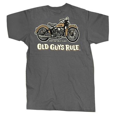 Old Guys Rule - Panhead Loud Fast Built To Last T-Shirt Grey LARGE - Click Image to Close