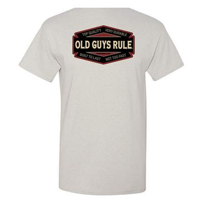 Old Guys Rule - Top Quality, Built To Last T-Shirt Grey LARGE - Click Image to Close