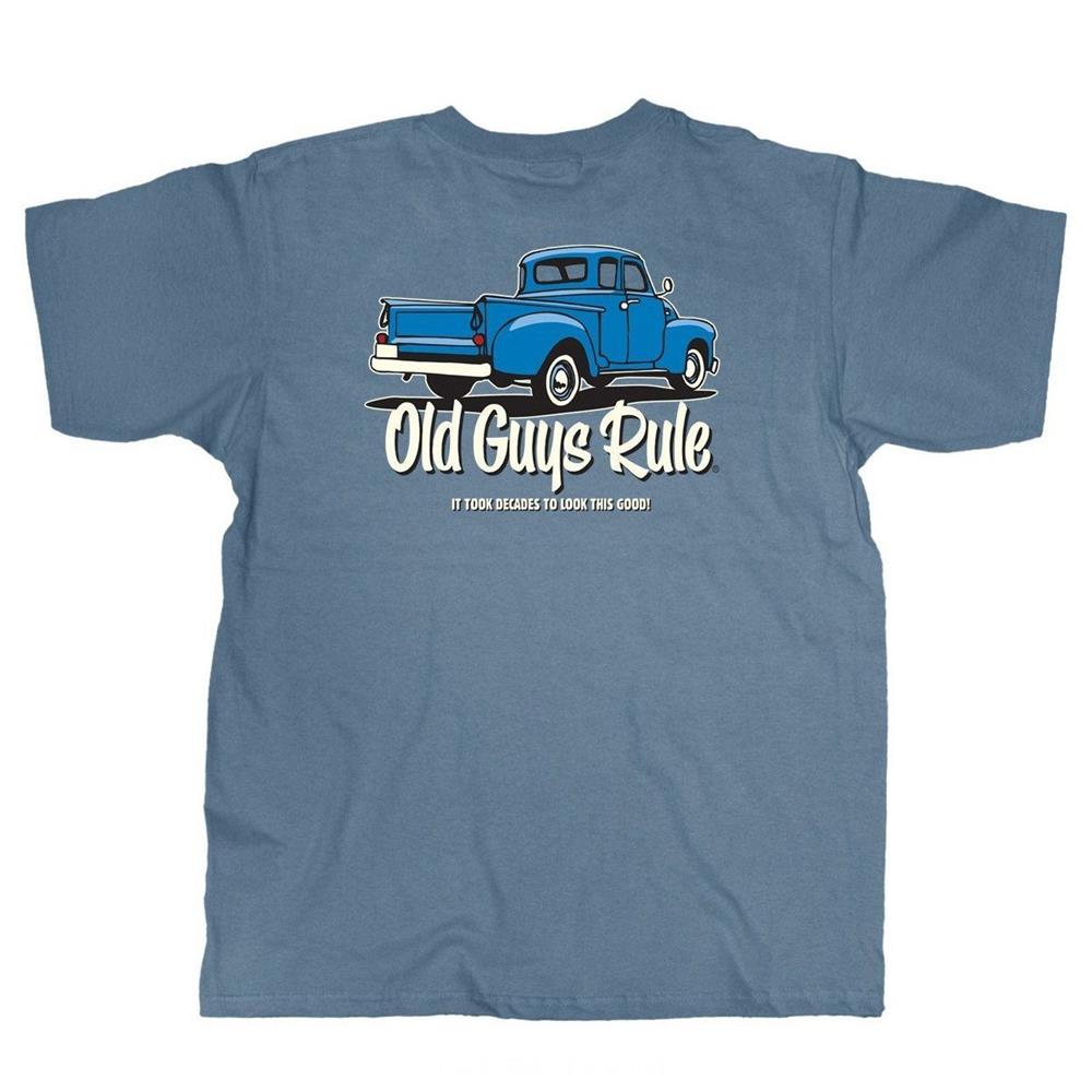 Old Guys Rule - It Took Decades To Look This Good T-Shirt Blue LARGE - Click Image to Close