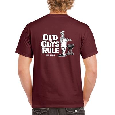 Old Guys Rule - BBQ King T-Shirt Maroon LARGE - Click Image to Close