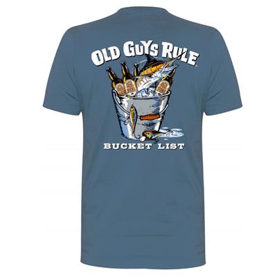 Old Guys Rule - Bucket List T-Shirt Blue LARGE - Click Image to Close