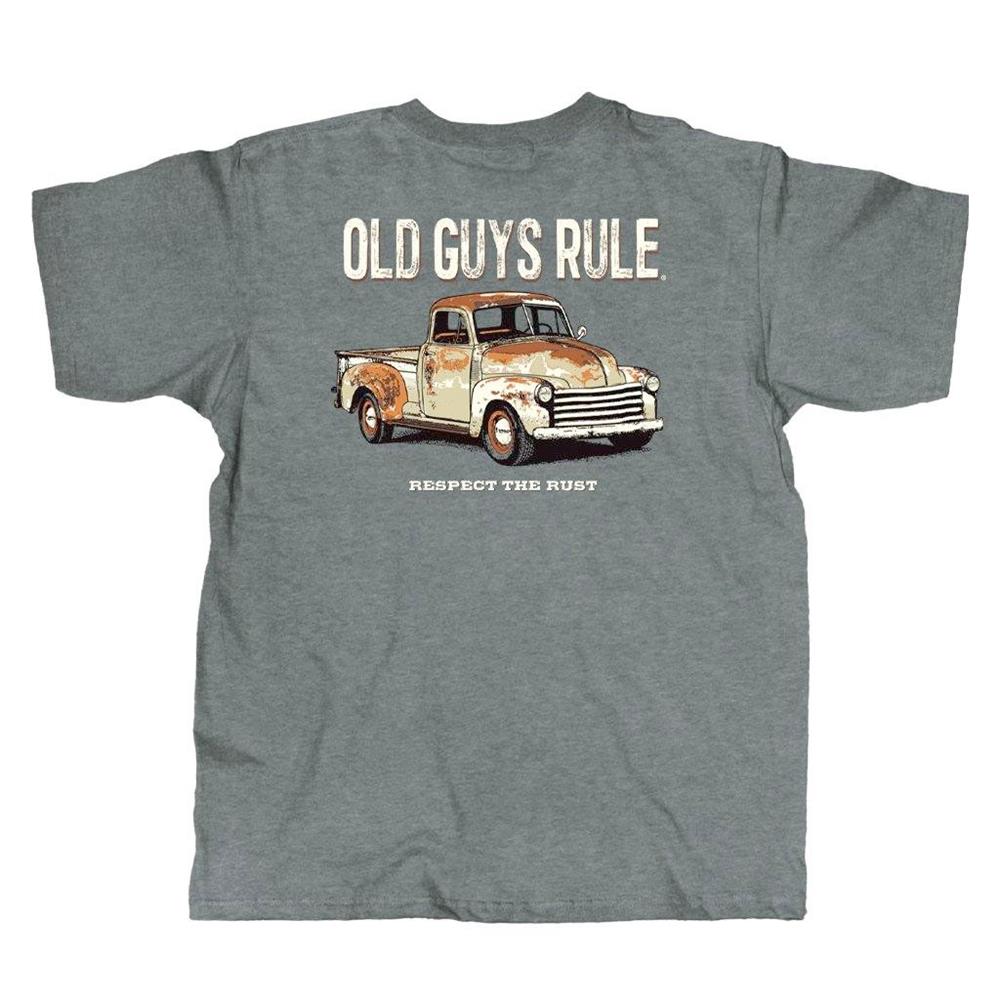 Old Guys Rule - Respect The Rust T-Shirt Grey MEDIUM - Click Image to Close