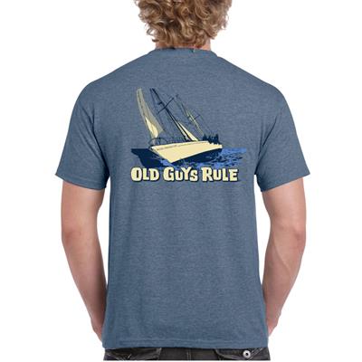 Old Guys Rule - Sailing Through Life T-Shirt Blue MEDIUM - Click Image to Close