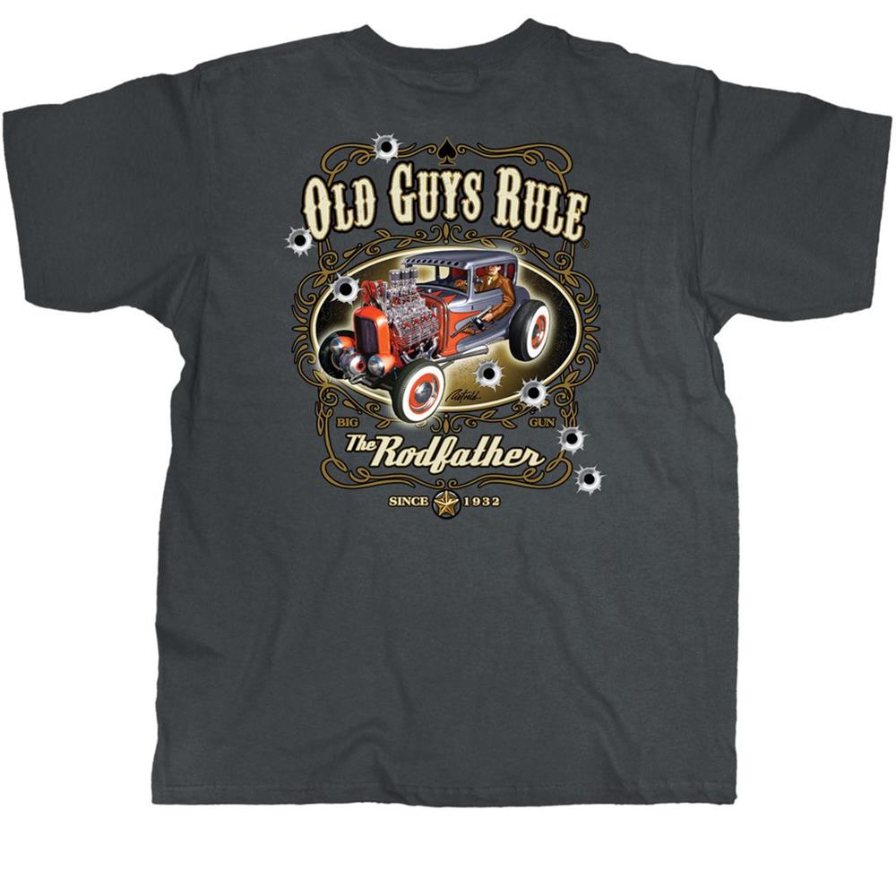 Old Guys Rule - The Rodfather T-Shirt Grey Large - Click Image to Close