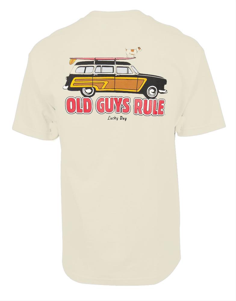 Old Guys Rule - Lucky Dog T-Shirt Stone Large - Click Image to Close