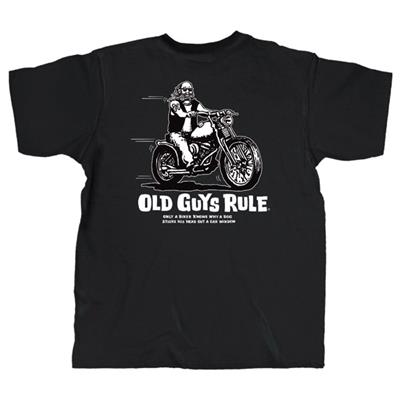 Old Guys Rule - Only A Biker Knows T-Shirt Black X-Large - Click Image to Close