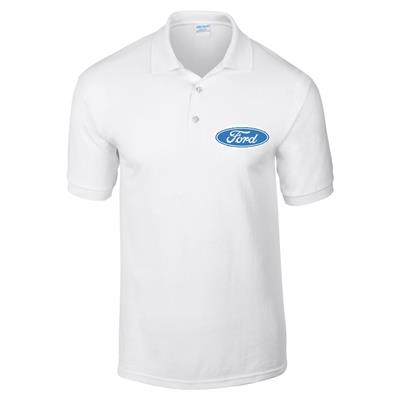 Ford Blue Oval Polo Shirt White LARGE - Click Image to Close