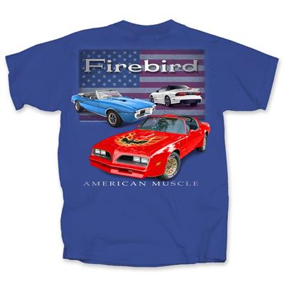 Pontiac Firebird Red White Blue T-Shirt Blue 2X-LARGE - Click Image to Close