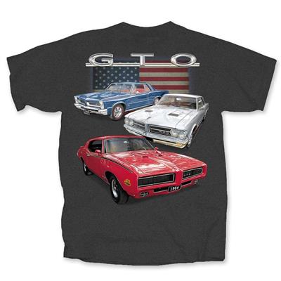Pontiac GTO Flag T-Shirt Charcoal Grey MEDIUM DISCONTINUED - Click Image to Close