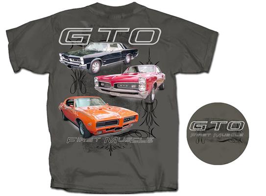 Pontiac GTO First Muscle T-Shirt Charcoal Grey 2X-LARGE DISCONTINUED - Click Image to Close