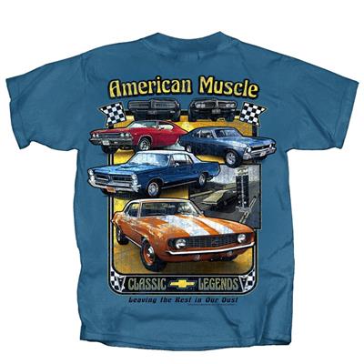 GM American Muscle Leaving The Rest In The Dust T-Shirt Blue LARGE - Click Image to Close