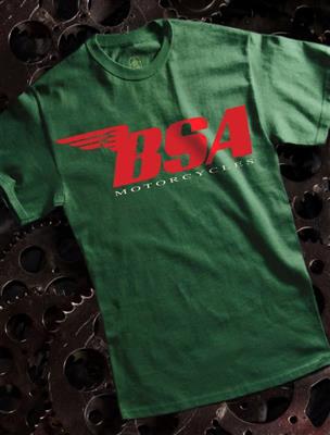 BSA T-Shirt Red Logo on Green LARGE - Click Image to Close
