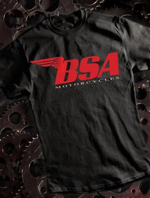 BSA T-Shirt Red Logo on Black MEDIUM - Click Image to Close