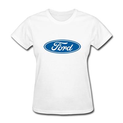 Ford Logo (Medium) T-Shirt White LADIES MEDIUM - Click Image to Close