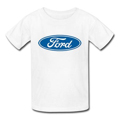 Ford Logo (Medium) T-Shirt White YOUTH X-LARGE - Click Image to Close
