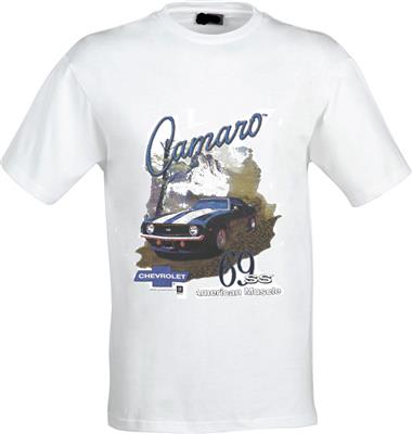 Camaro 69 SS American Muscle T-Shirt White LARGE - Click Image to Close